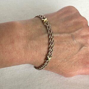 Precious Precious Sterling Silver 925 14k Gold X Double Rope Chain Bracelet 7.5"
